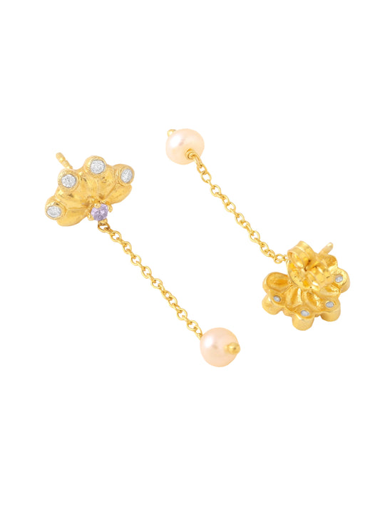 Pearl Floral Delight 925 Sterling Silver Earrings For Women