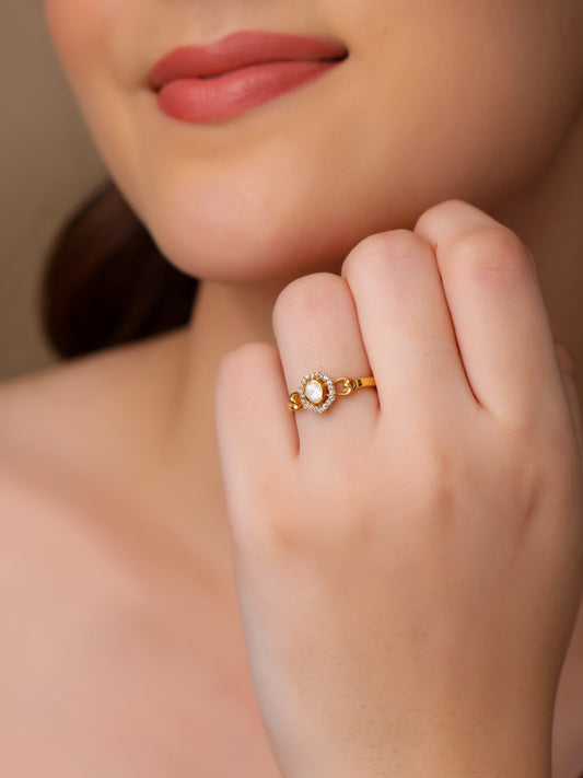 Heritage Gleam 925 Sterling Silver Polki Ring For Women