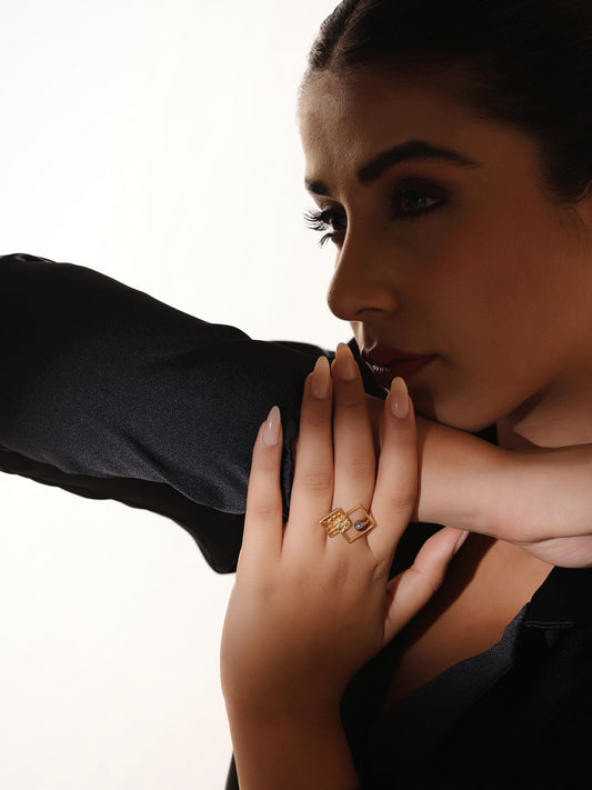 24K Gold Plated Geometric Lumina Collection Ring