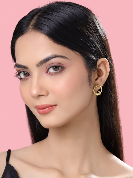 24K Gold-Plated Circle of Freedom 925 Sterling Silver Earrings For Women