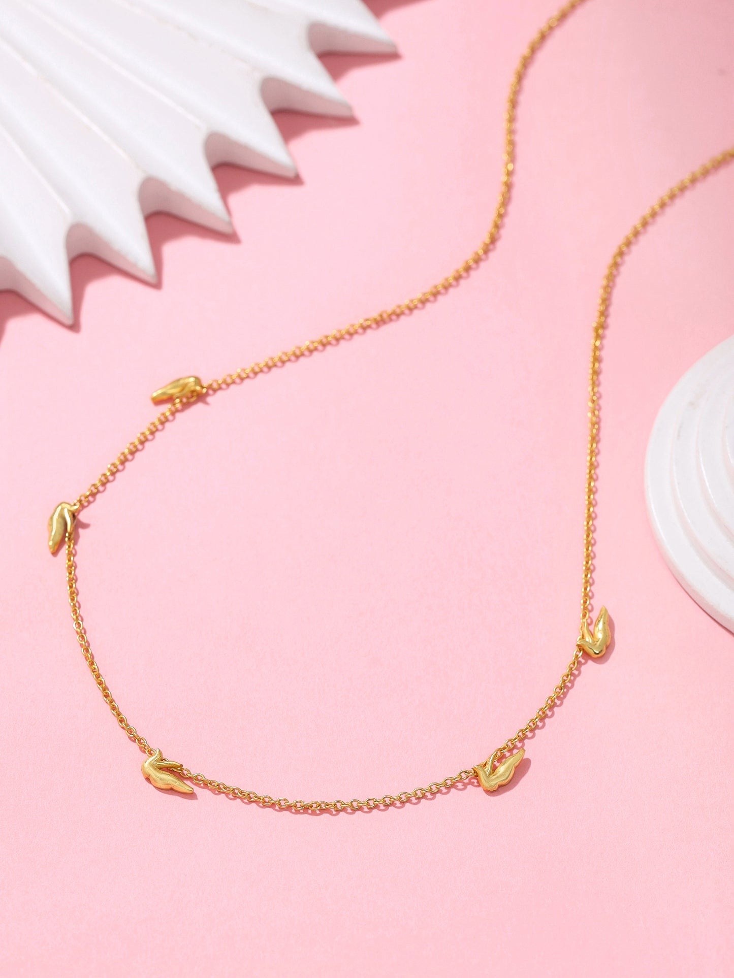 24K Gold-Plated Delicate Dove 925 Sterling Silver Necklace For Women