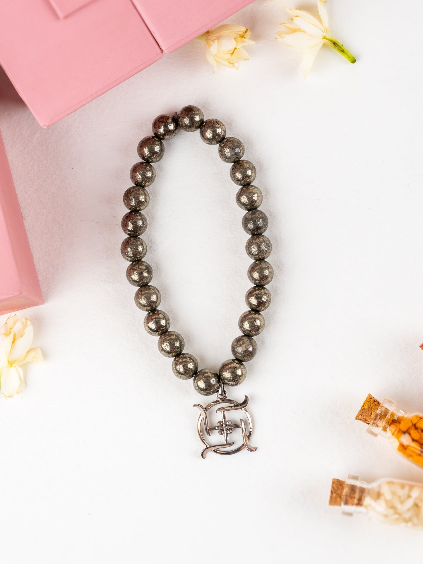 Sterling Silver Divine Swastika Bracelet For Men