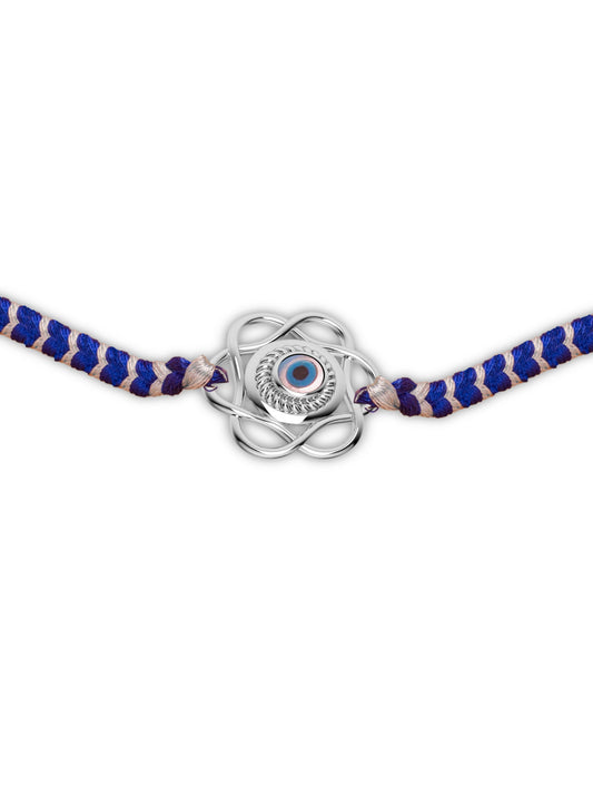 Silver Evil Eye Floral Rakhi