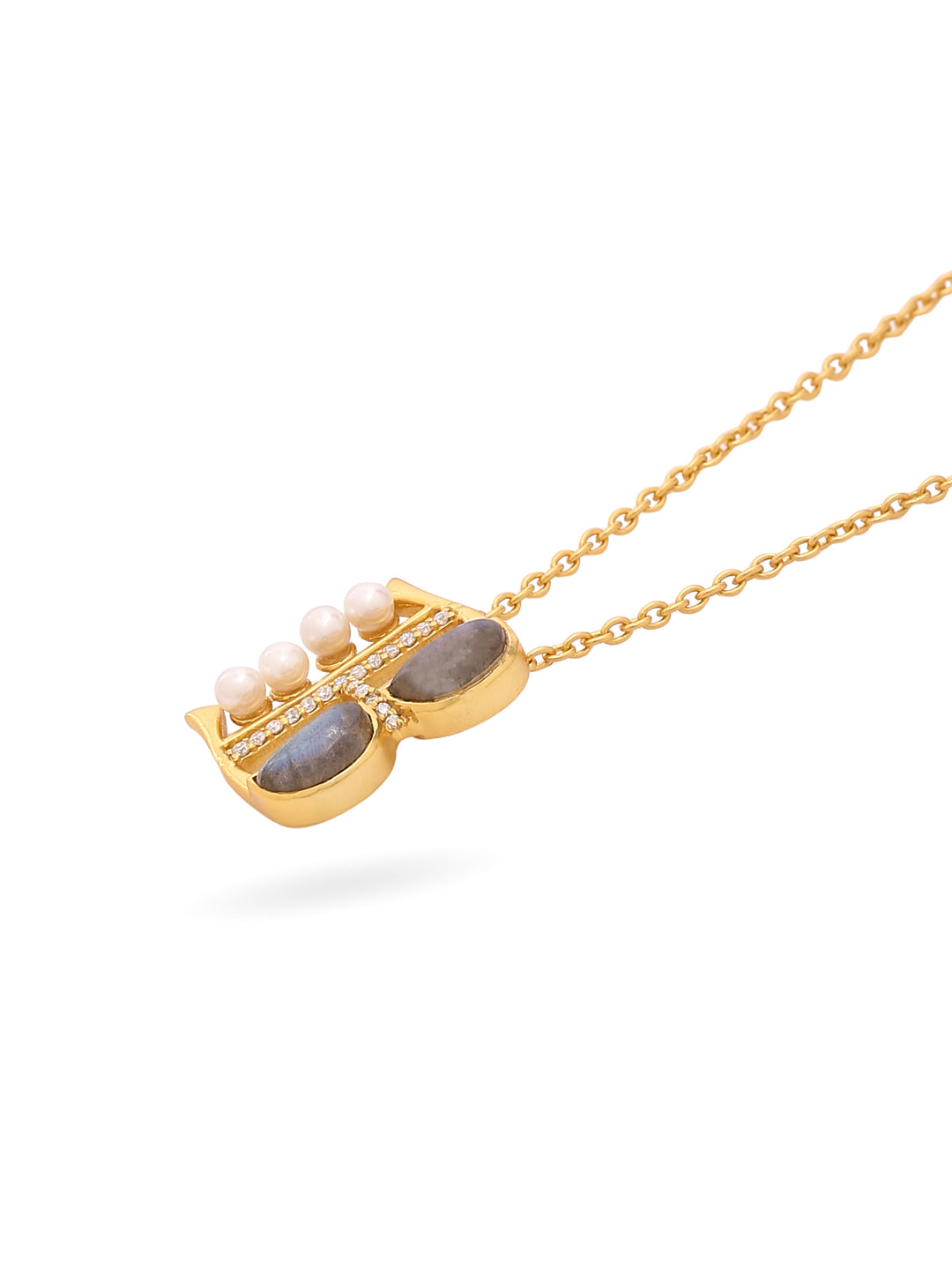 Labradorite Pearl Gold-plated Enchanting 'B' Alphabet 925 Sterling Silver Pendant For Women
