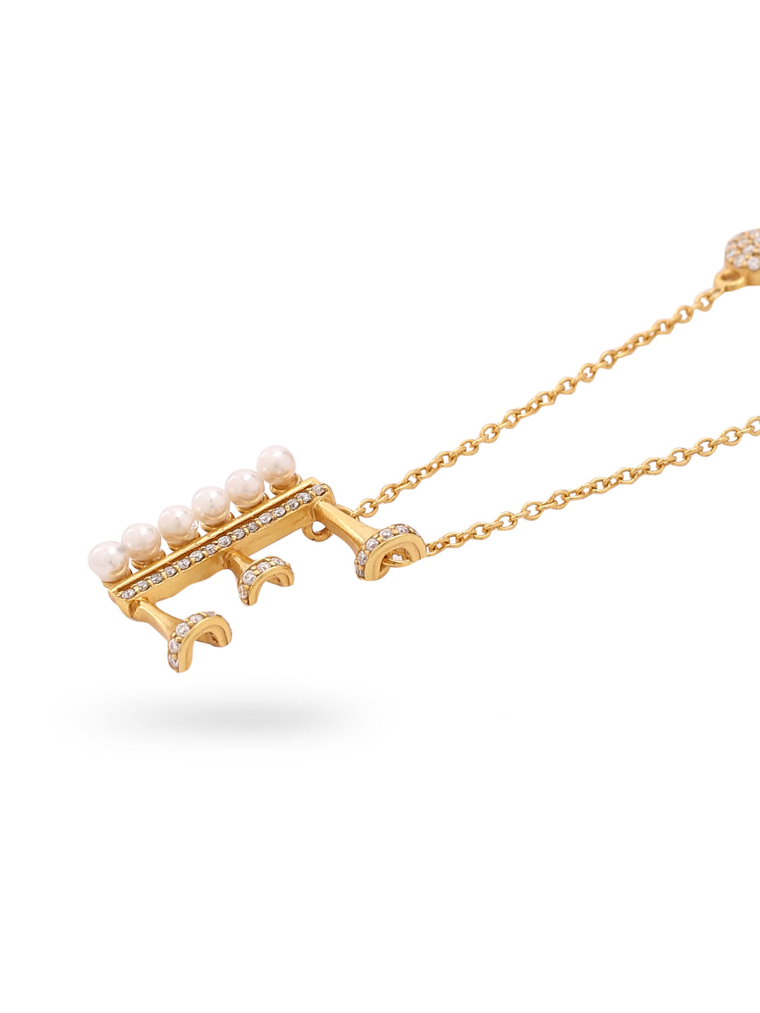 Pearl 925 Sterling Silver 'E' Alphabet -24K Gold Plated Pendant For Women