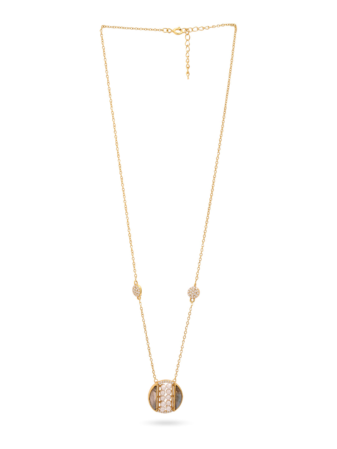 Labradorite Pearl Gold-plated Charming 'O' Alphabet Pendant For Women