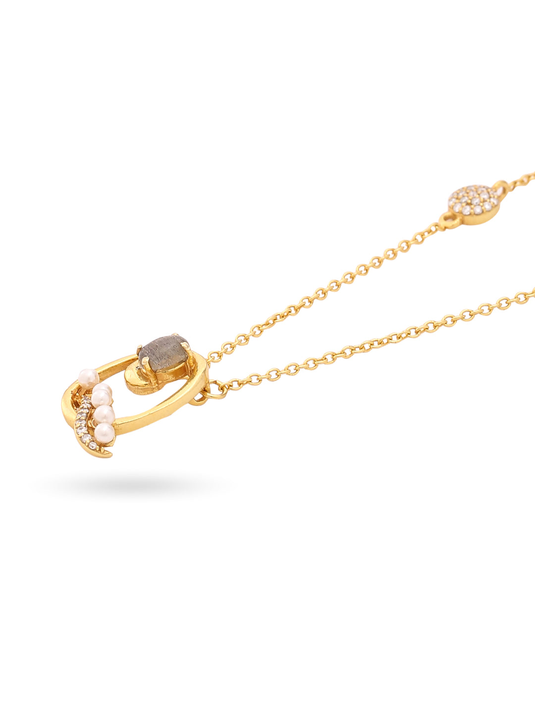 Labradorite Pearl Gold-plated Timeless 'Q' Alphabet 925 Sterling Silver Pendant For Women