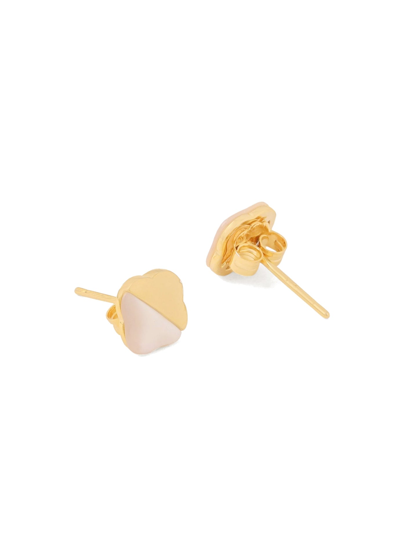 Syra Lucky Clover 24k Gold Mother of Pearl Stud Earrings For Women
