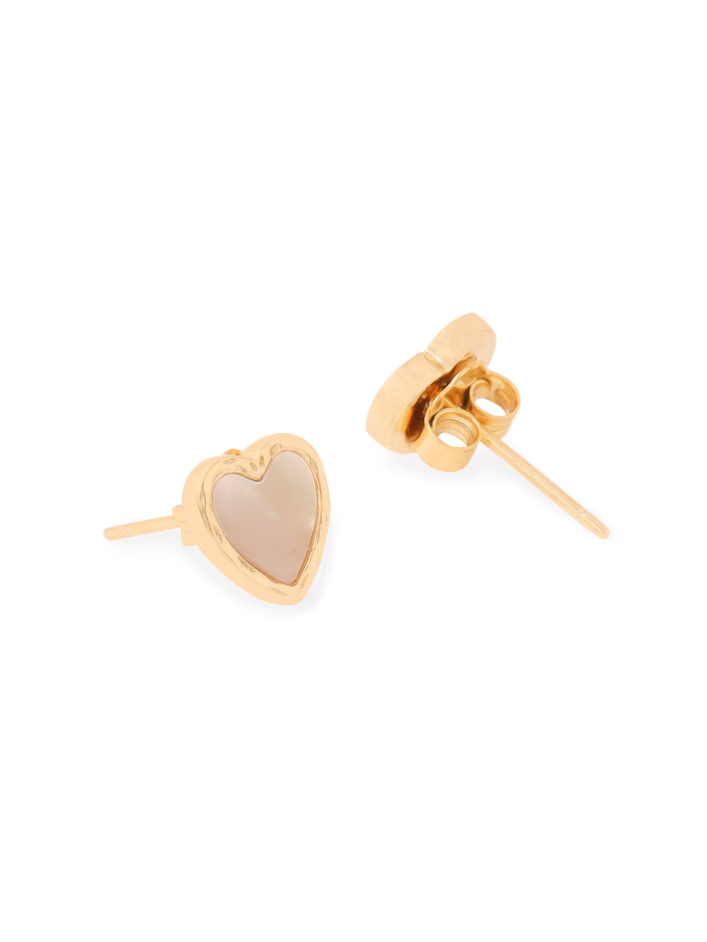 Syra 24k Gold Heart-Shaped Mother of Pearl 925 Sterling Silver Stud Earrings For Women