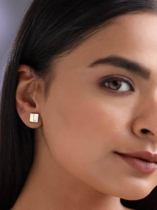 Half Square Mother Of Pearl Earrings
