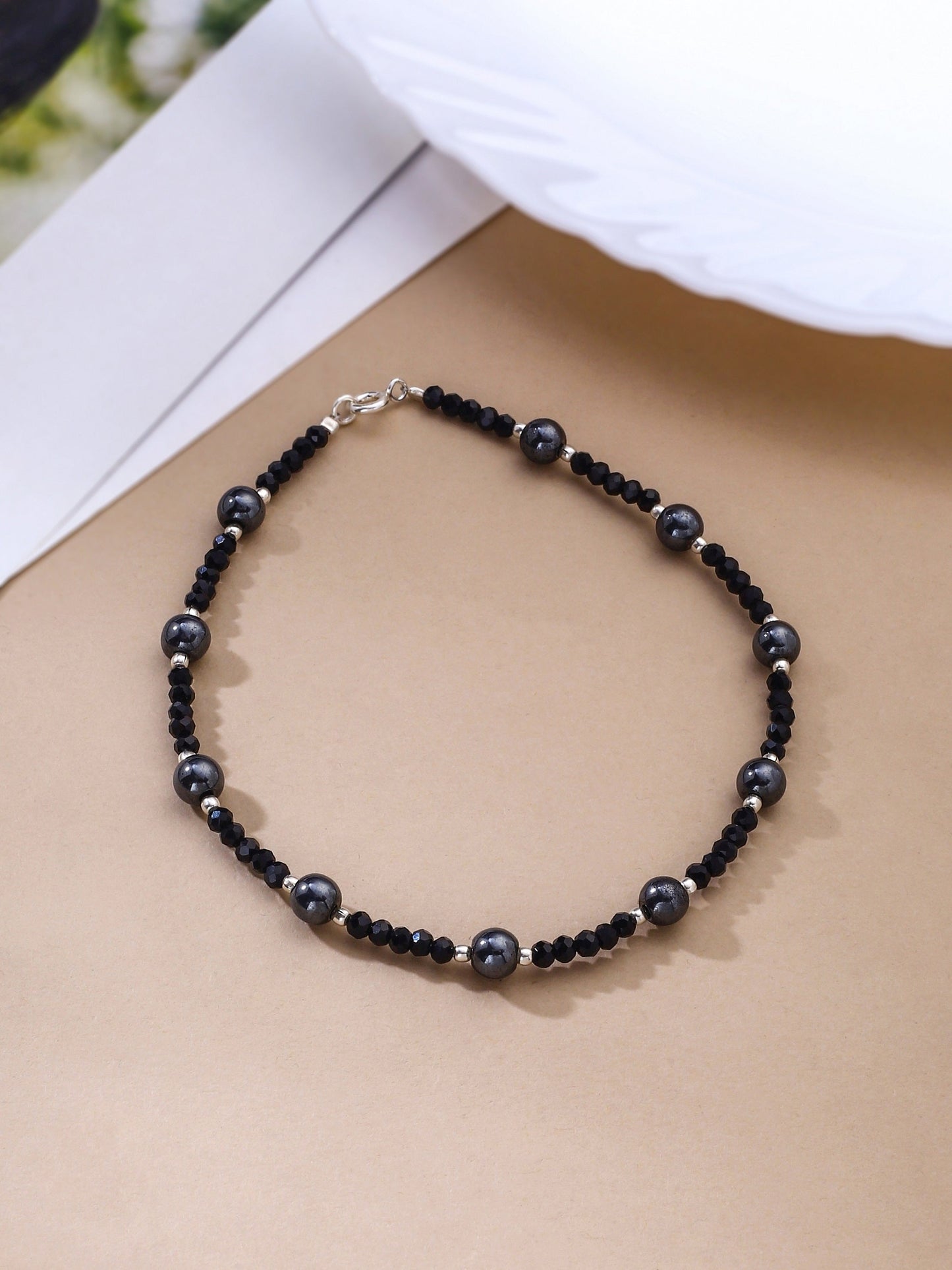 Beaded 925 Sterling Silver Anklet For Women