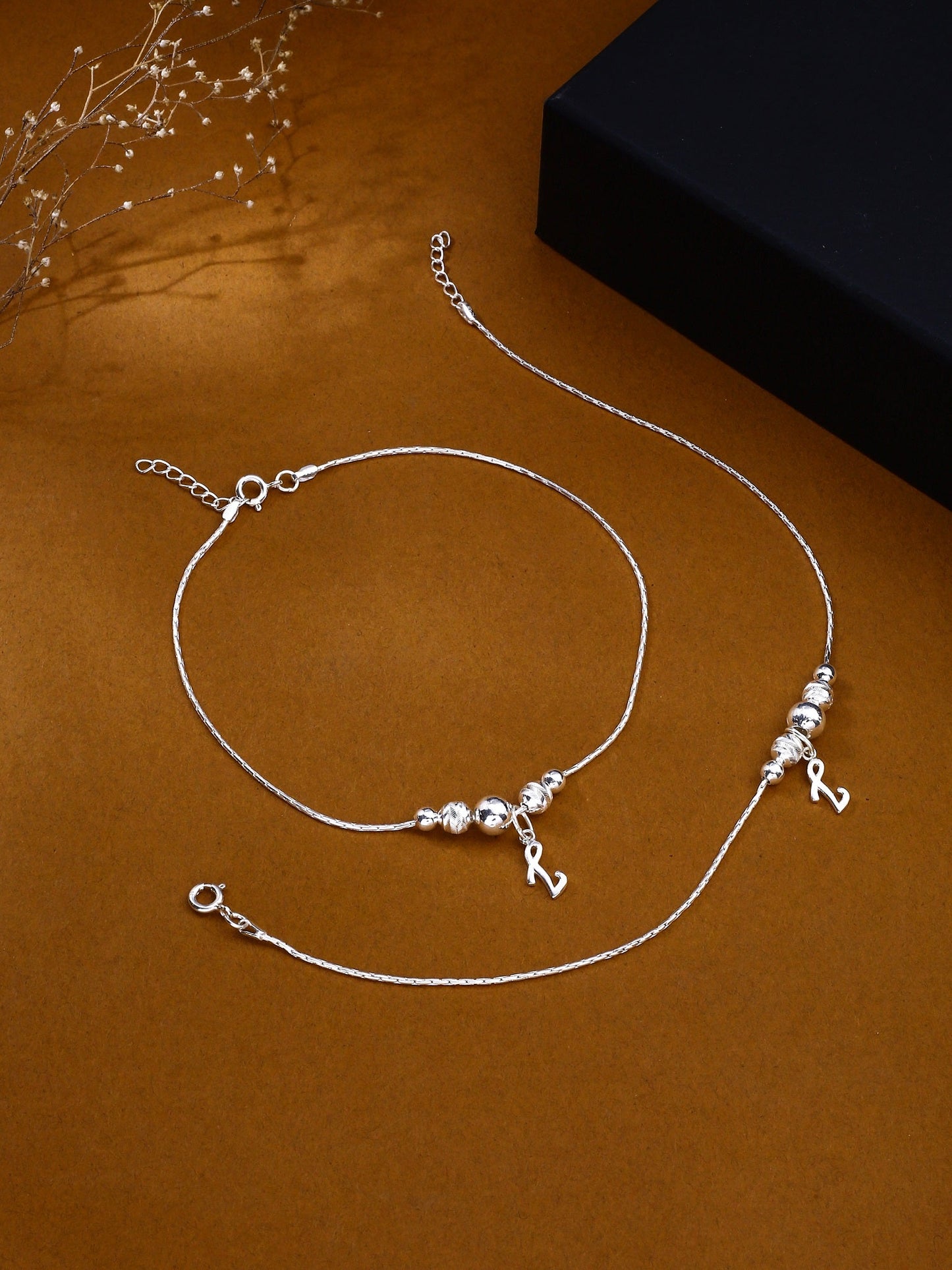 Dazzling Moon Glow 925 Sterling Silver Anklet For Women