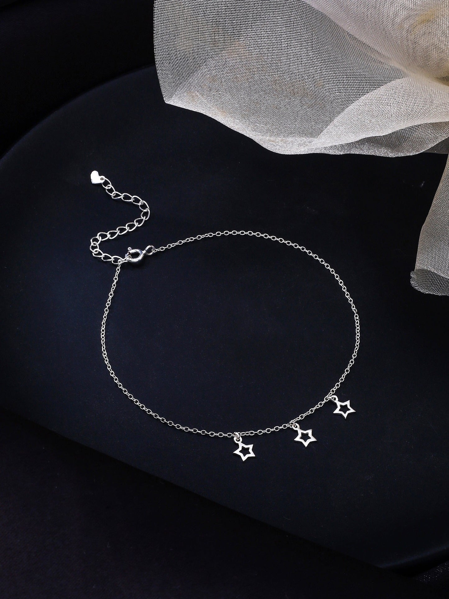 Star Charm 925 Sterling Silver Anklet For Women