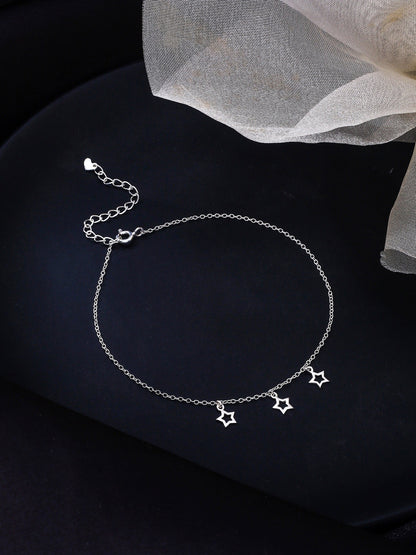 Star Charm 925 Sterling Silver Anklet For Women
