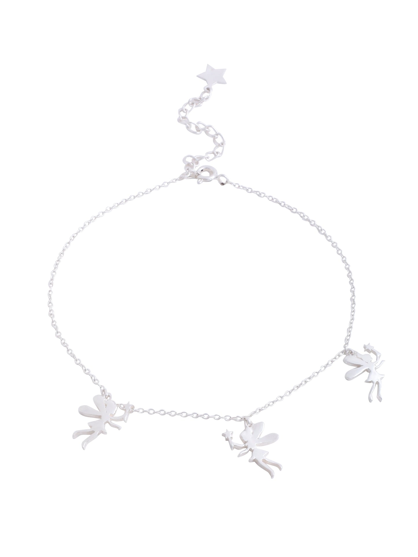 Guardian of Grace Angel Charm 925 Sterling Silver Anklet For Women