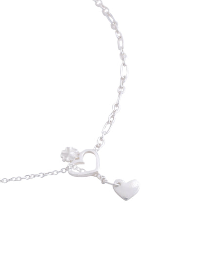 Heartfelt Beauty Centered Heart Charm 925 Sterling Silver Anklet For Women