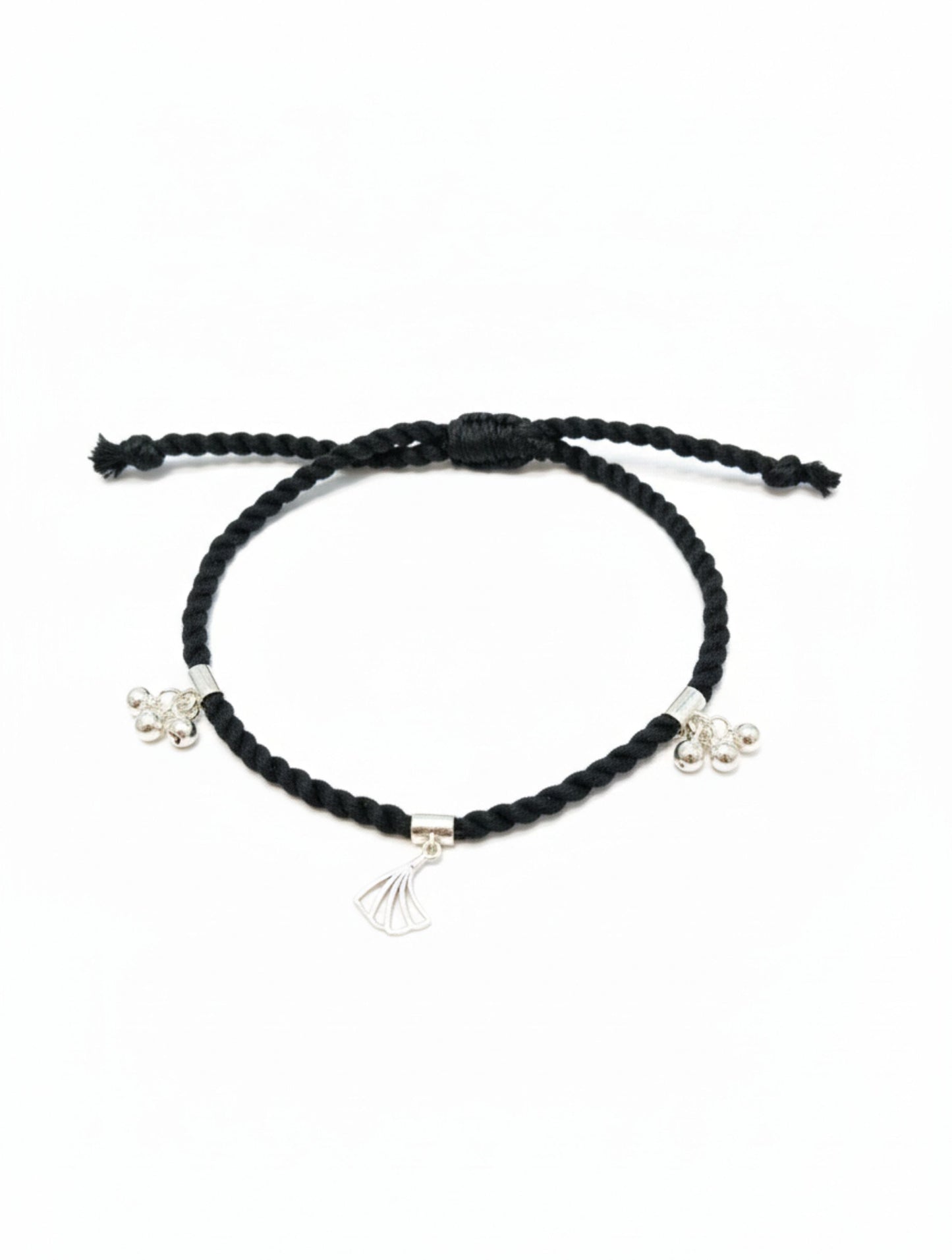 Macrame Anklet With 925 Sterling Silver Charms