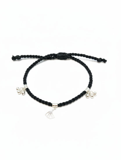 Macrame Anklet With 925 Sterling Silver Charms