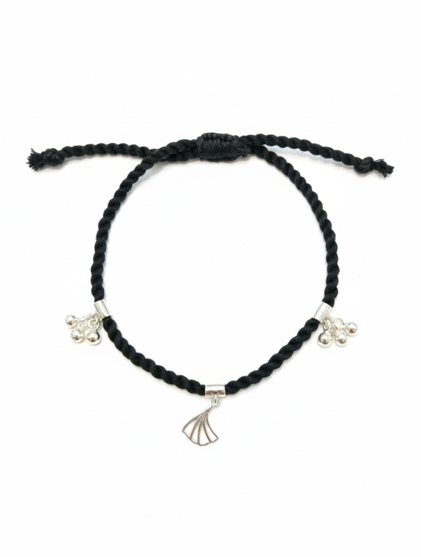 Macrame Anklet With 925 Sterling Silver Charms