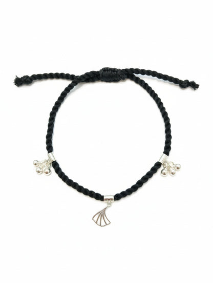 Macrame Anklet With 925 Sterling Silver Charms