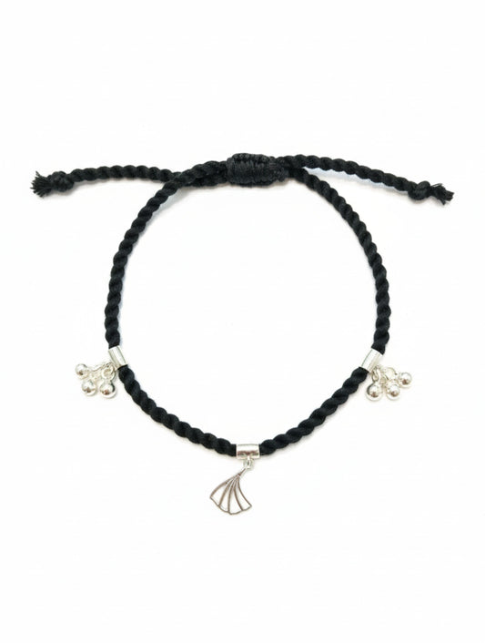 Macrame Anklet With 925 Sterling Silver Charms