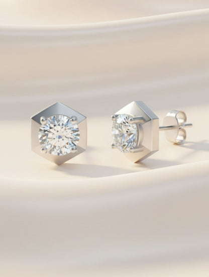 Geometric Moissanite 925 Sterling Silver Earrings For Women