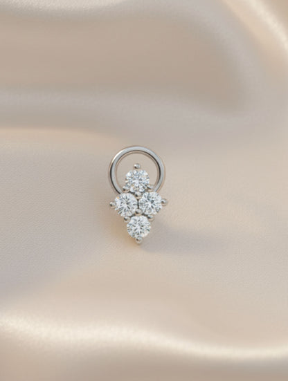 Minimalist Moissanite 925 Sterling Silver Nose Pin For Women