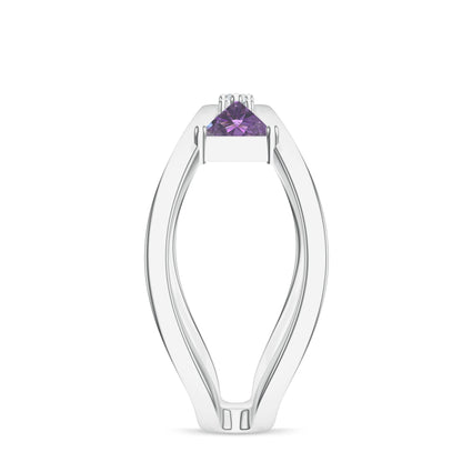 Adjustable Amethyst and Moissanite 925 Sterling Silver Ring For Women