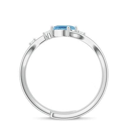 Abstract Blue Topaz ] 925 Sterling Silver Ring For Women