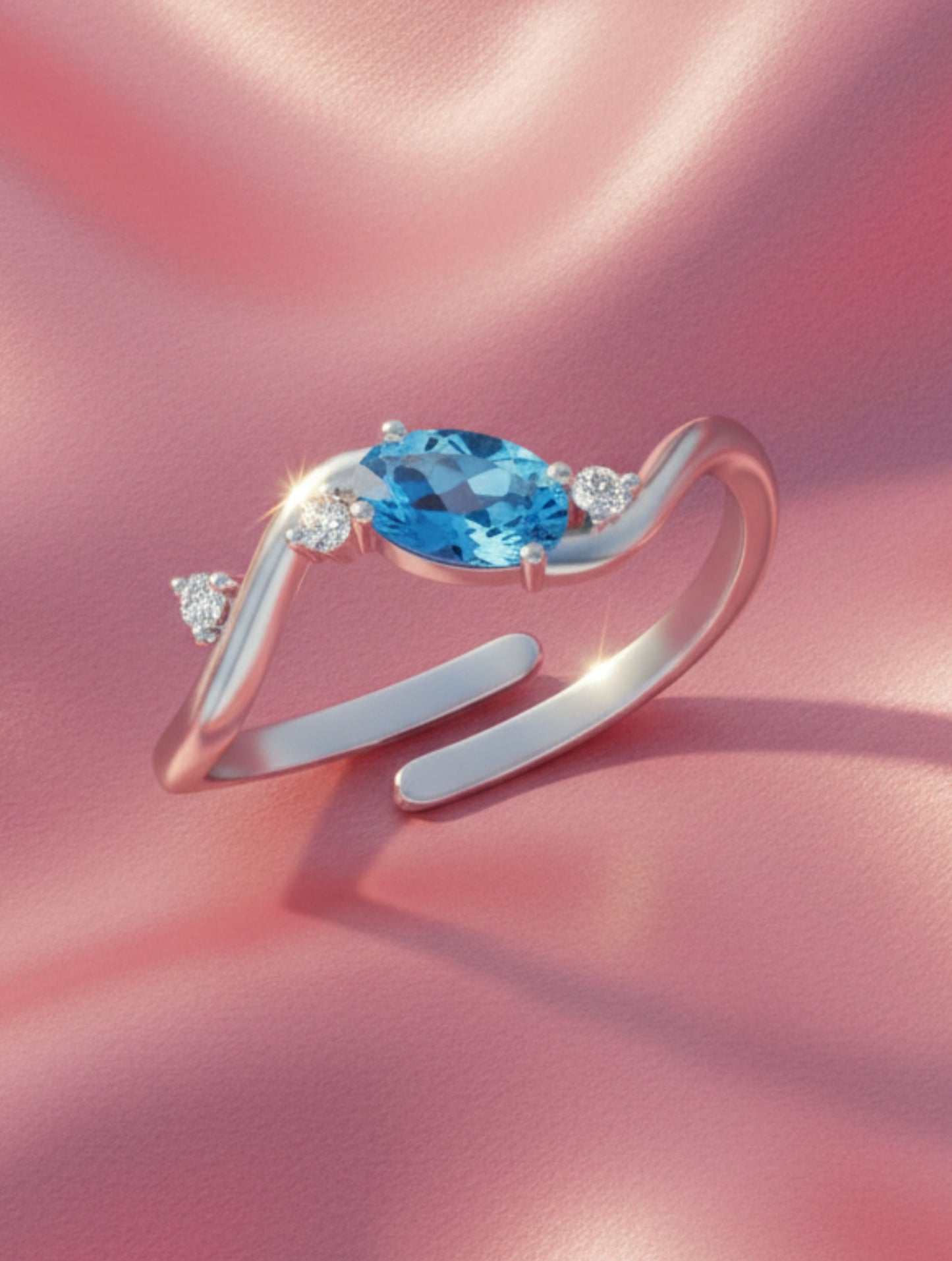 Abstract Blue Topaz ] 925 Sterling Silver Ring For Women