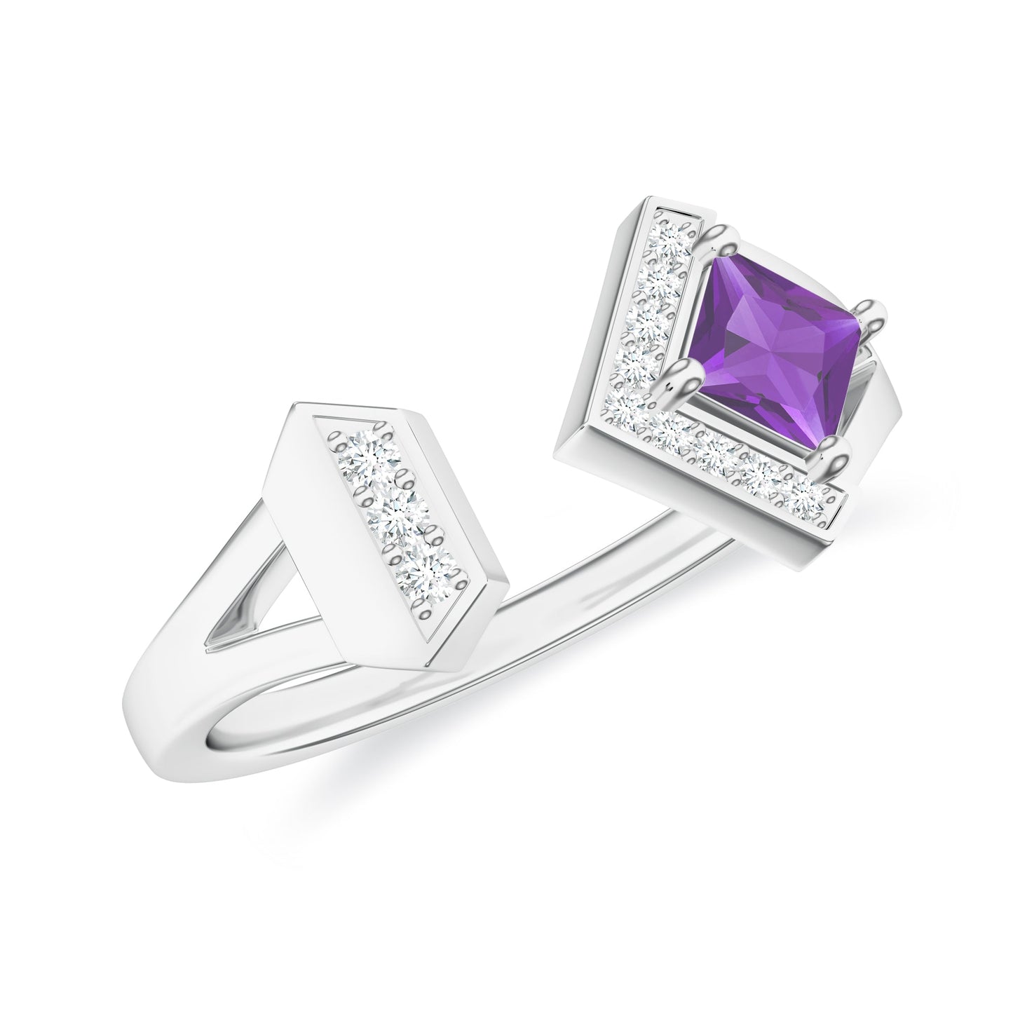Front Open Amethyst 925 Sterling Silver Ring For Women