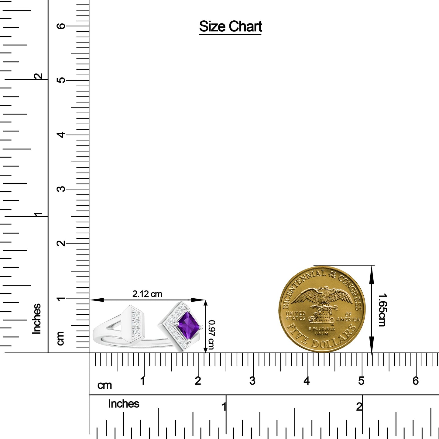 Front Open Amethyst 925 Sterling Silver Ring For Women