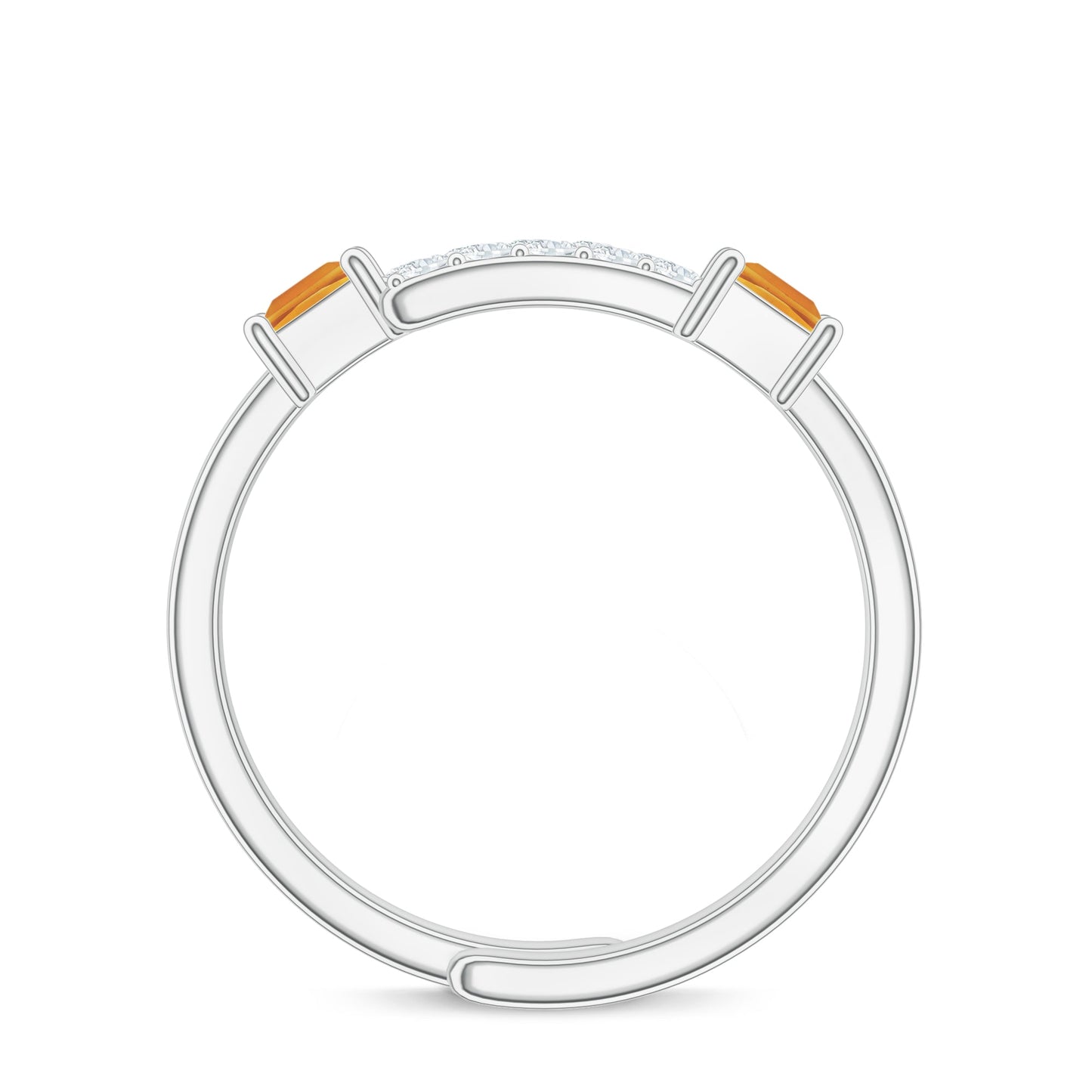 Citrine and Moissanite 925 Sterling Silver Adjustable Ring For Women