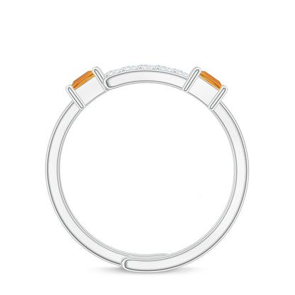 Citrine and Moissanite 925 Sterling Silver Adjustable Ring For Women