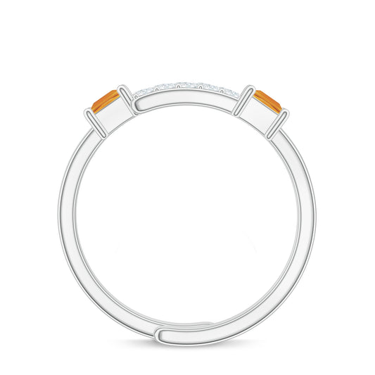 Citrine and Moissanite 925 Sterling Silver Adjustable Ring For Women