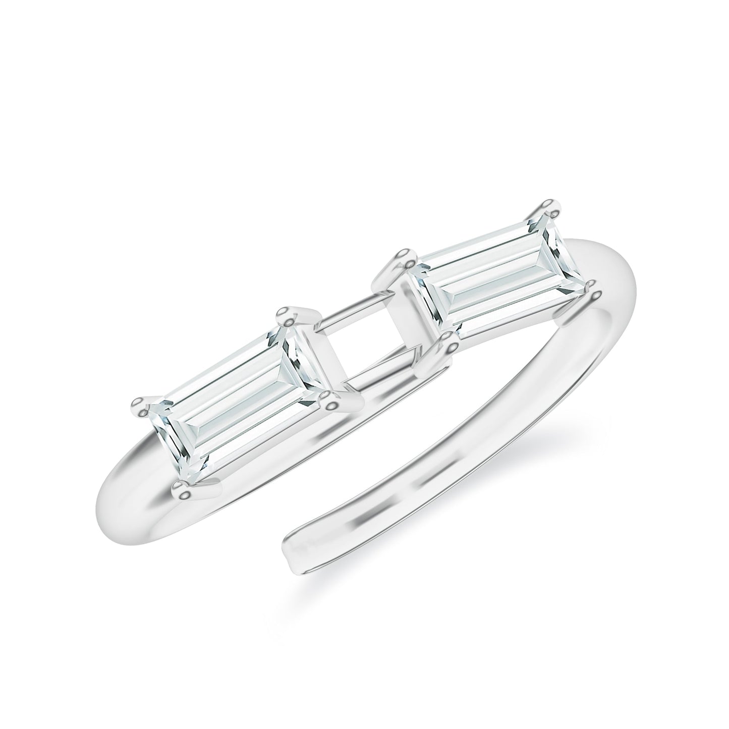 Baguette Moissanite 925 Sterling Silver Adjustable Ring For Women