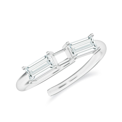 Baguette Moissanite 925 Sterling Silver Adjustable Ring For Women