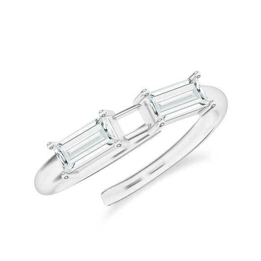 Baguette Moissanite 925 Sterling Silver Adjustable Ring For Women