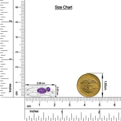 Amethyst and Moissanite Stackable 925 Sterling Silver Ring For Women