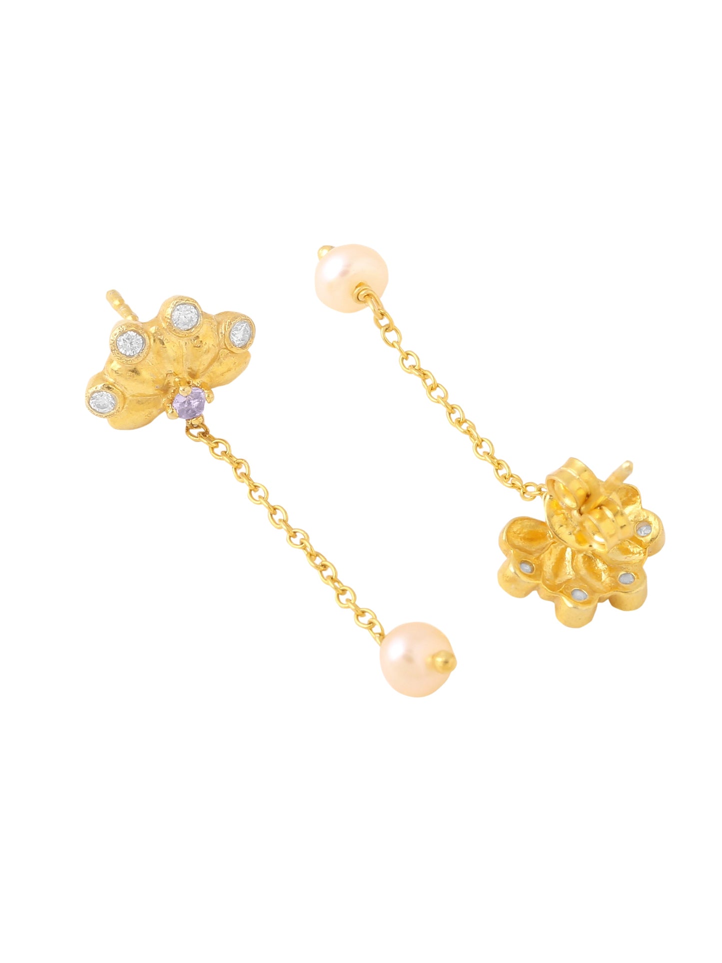 Pearl Floral Delight 925 Sterling Silver Earrings For Women