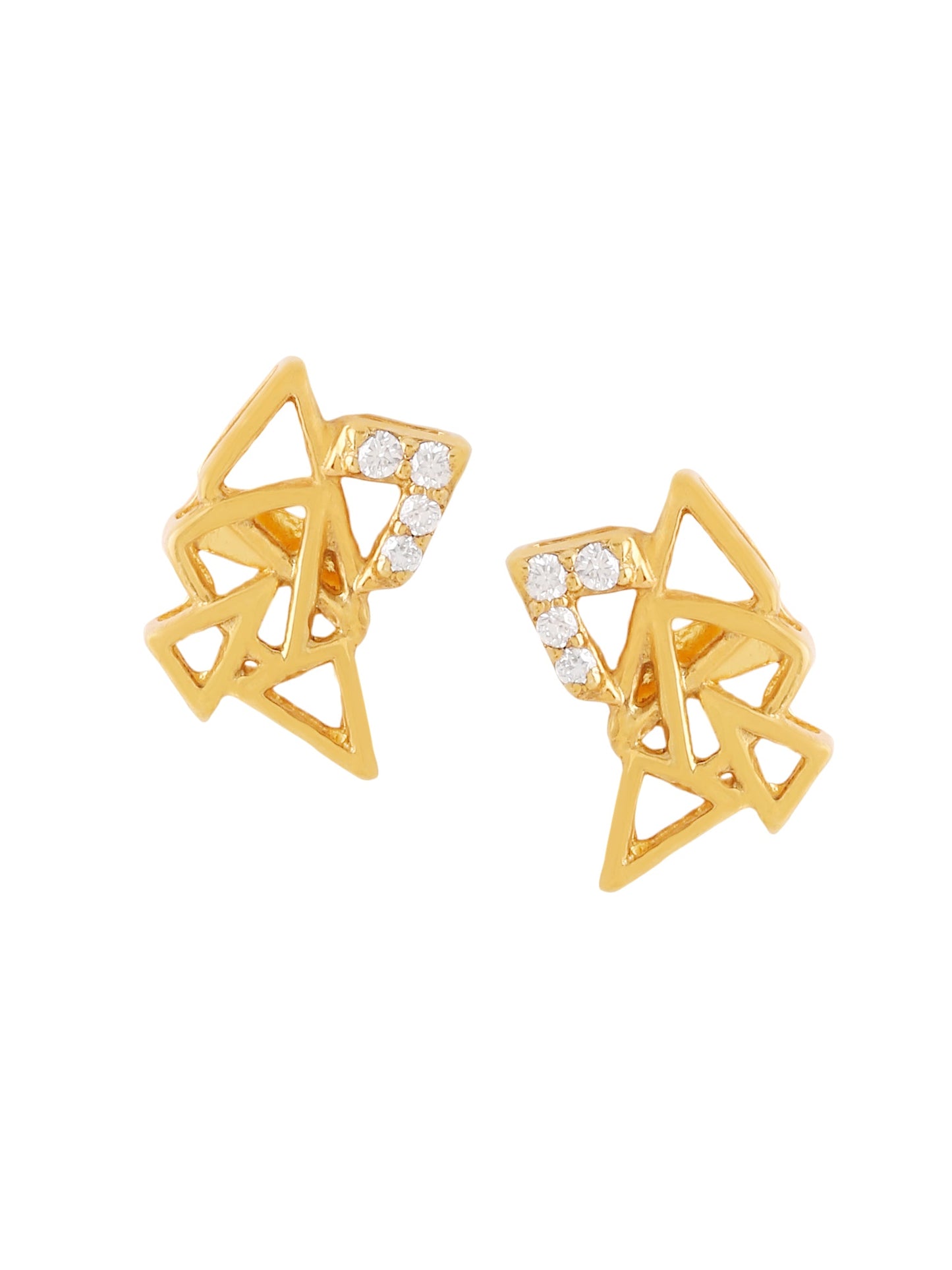 Graceful Petal Gold 925 Sterling Silver Earrings For Women