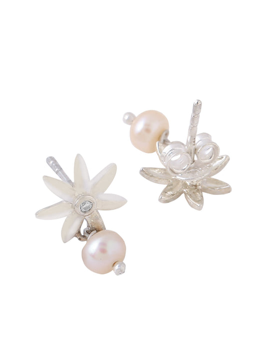 Pearl 925 Sterling Silver Drop Earrings For Women