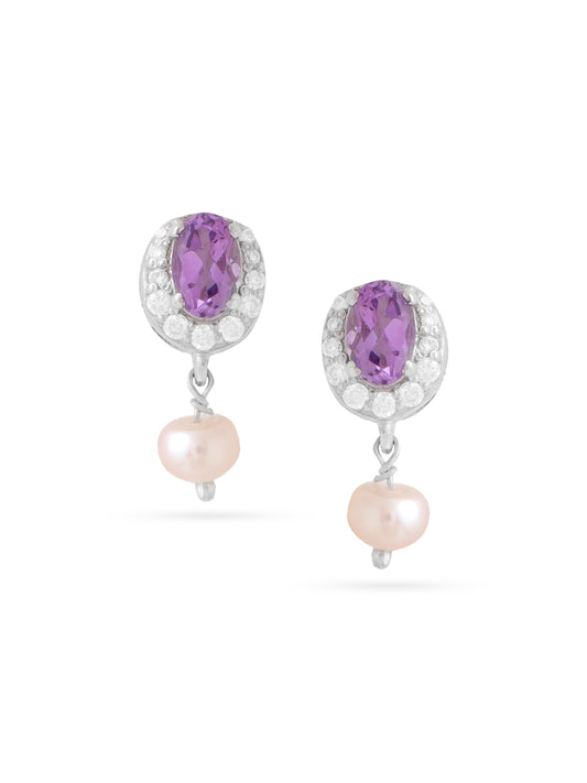 Amethyst 925 Sterling Silver Earrings For Women
