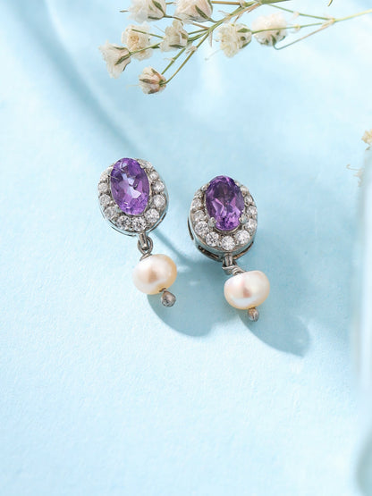 Amethyst 925 Sterling Silver Earrings For Women