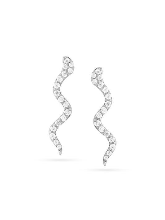 Rhodium Wave Inspired 925 Sterling Silver Earrings For Women