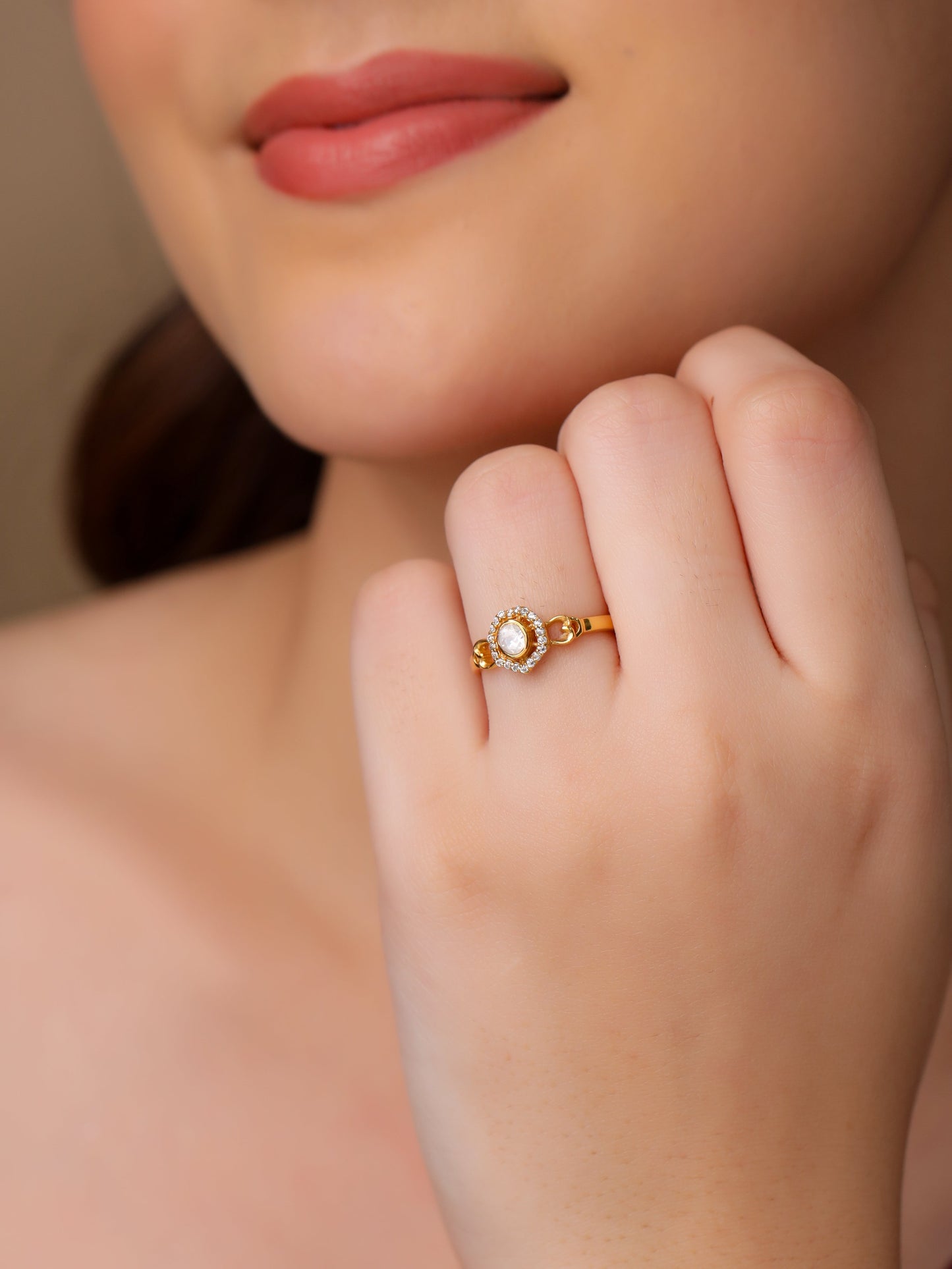 Heritage Gleam 925 Sterling Silver Polki Ring For Women