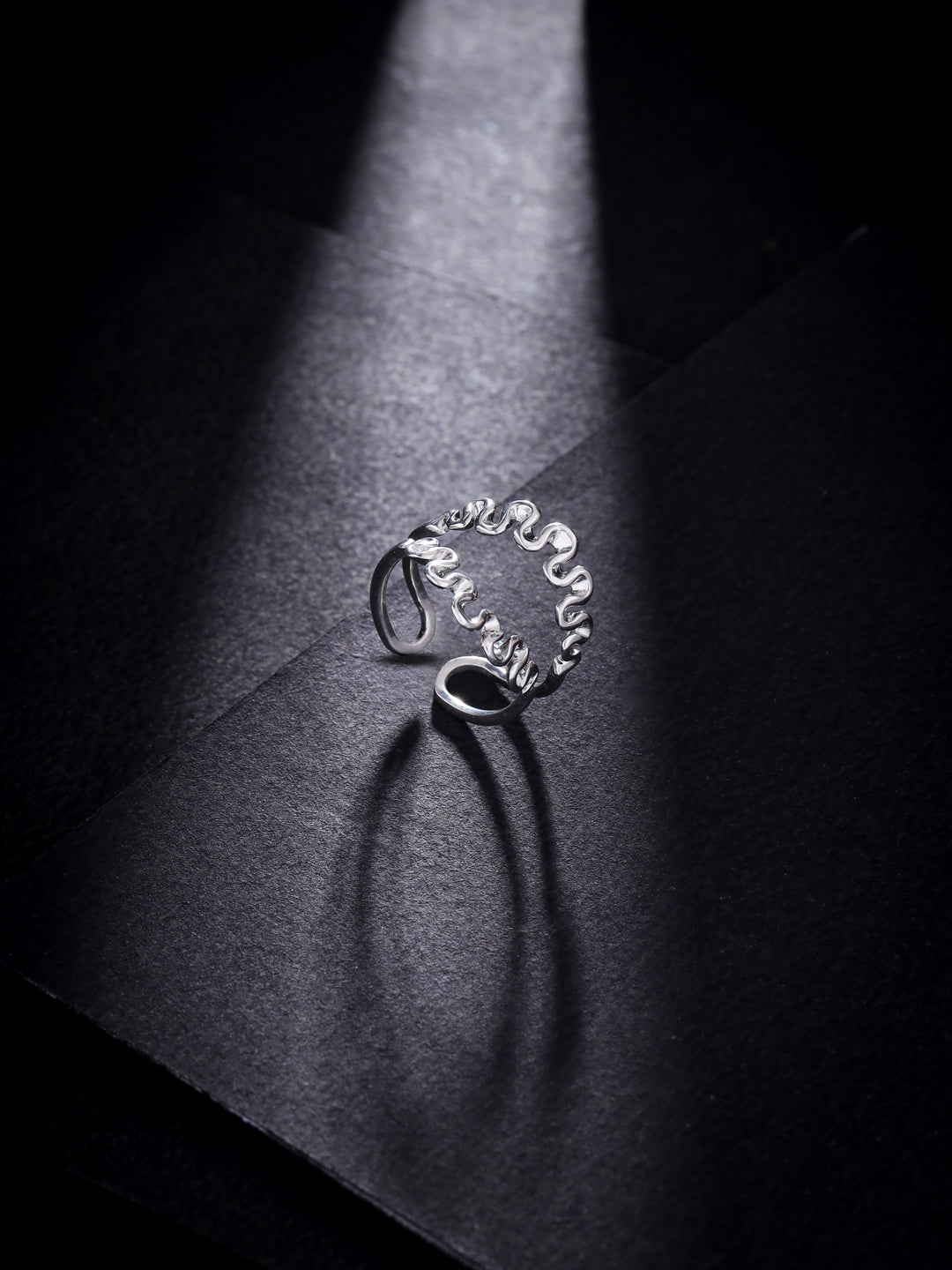 Silver Rhodium Plated Natural Folds Lumina 925 Sterling Silver Ring For Women