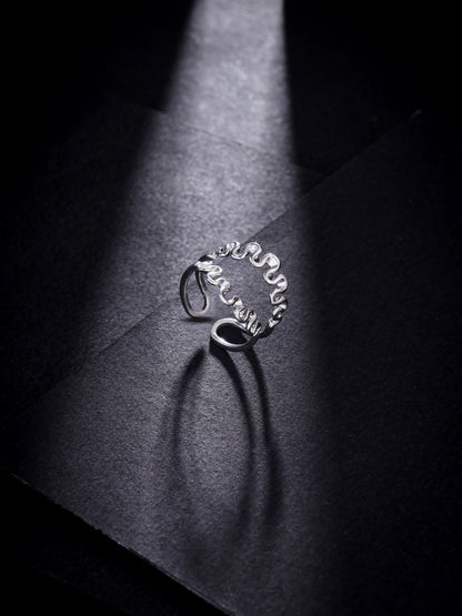 Silver Rhodium Plated Natural Folds Lumina 925 Sterling Silver Ring For Women