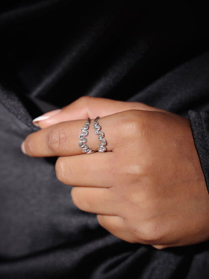 Silver Rhodium Plated Natural Folds Lumina 925 Sterling Silver Ring For Women