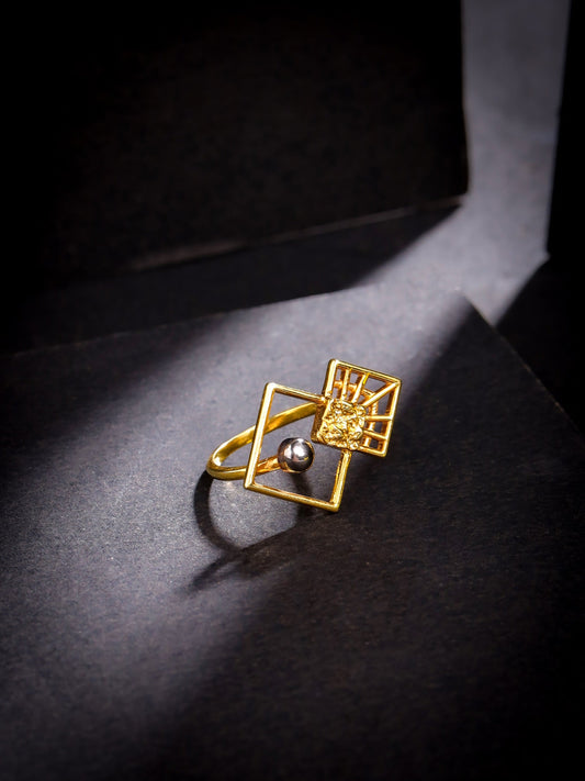 24K Gold Plated Geometric Lumina Collection Ring